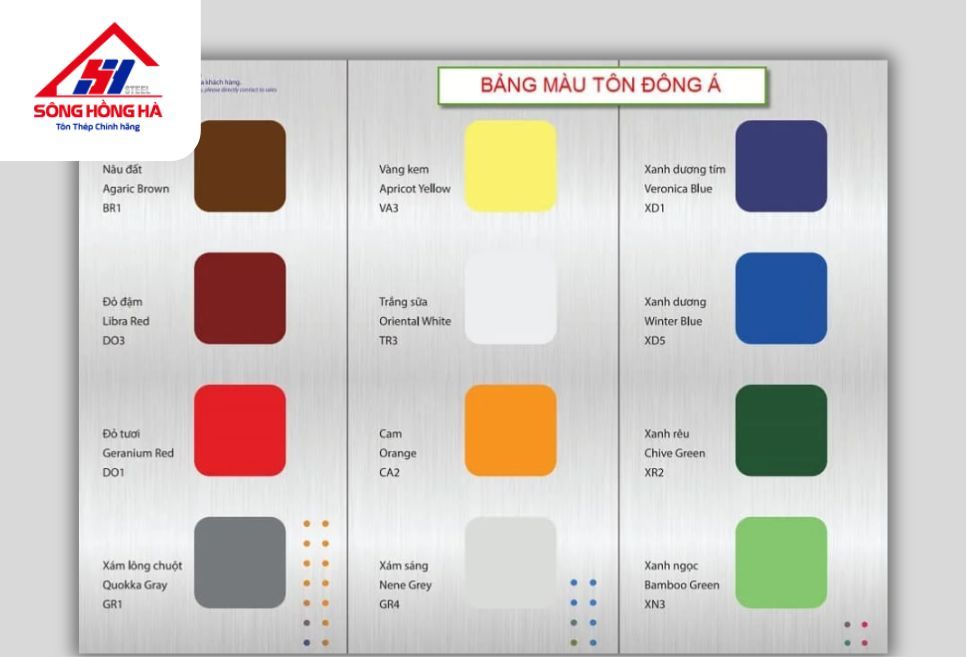 Bảng màu tôn giả ngói Đông Á