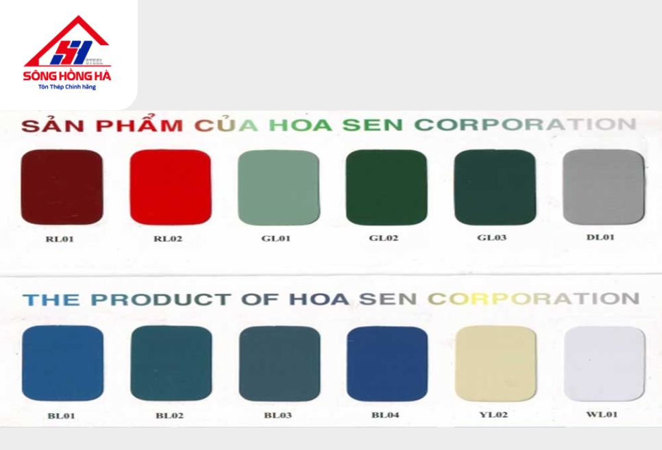 Bảng màu tôn giả ngói Hoa Sen